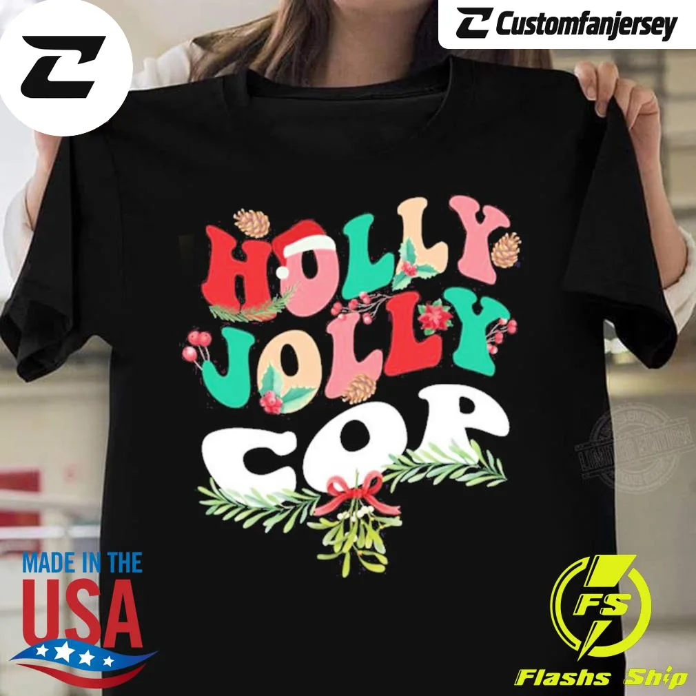 Cop Christmas Holiday T-Shirt - black Christmas shirt