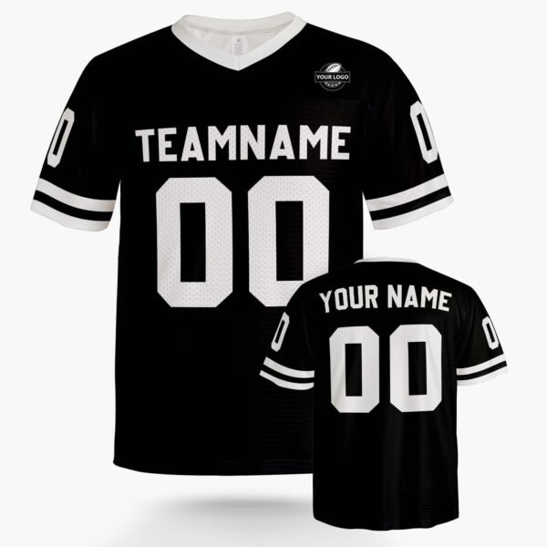 Custom Football Jersey Black and White, front view