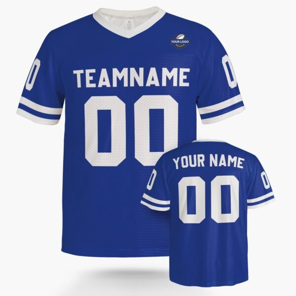Custom Football Jersey Blue and White, front view