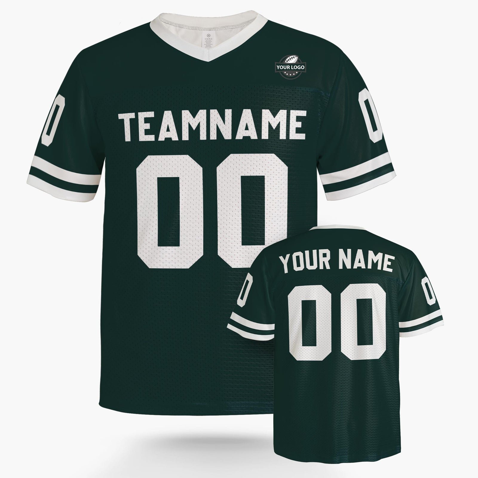 Custom Football Jersey Dark Green and White, front view