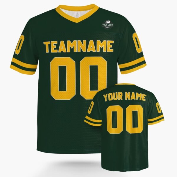 Custom Football Jersey Dark Green and Yellow, front view