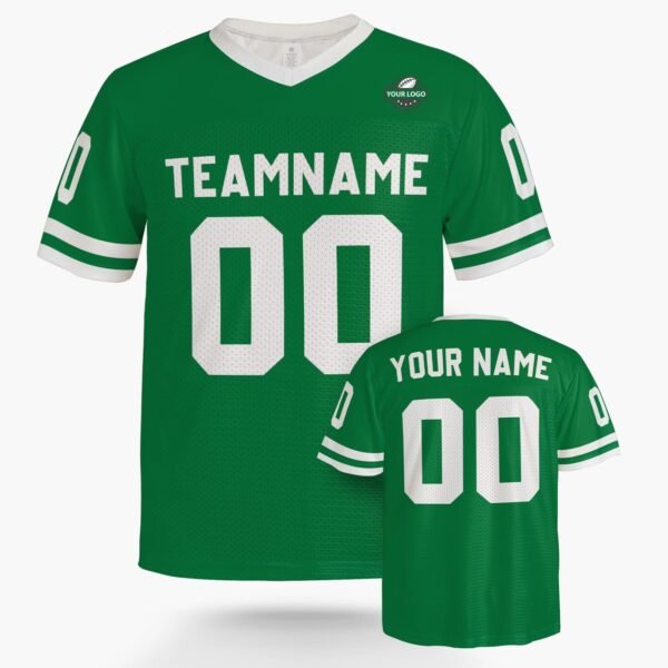 Custom Football Jersey Green and White, front view