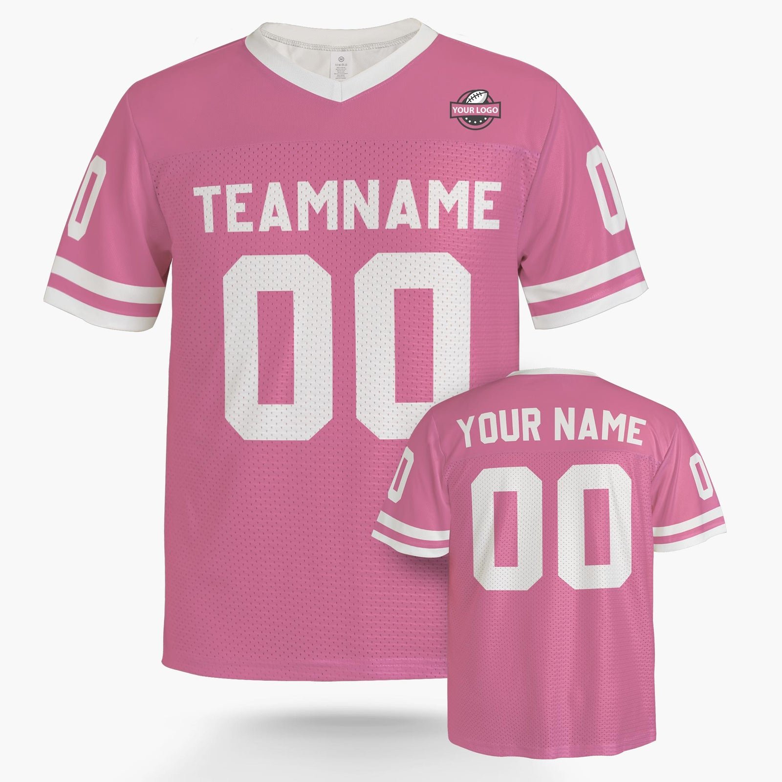 Custom Football Jersey Light Pink and White, front view