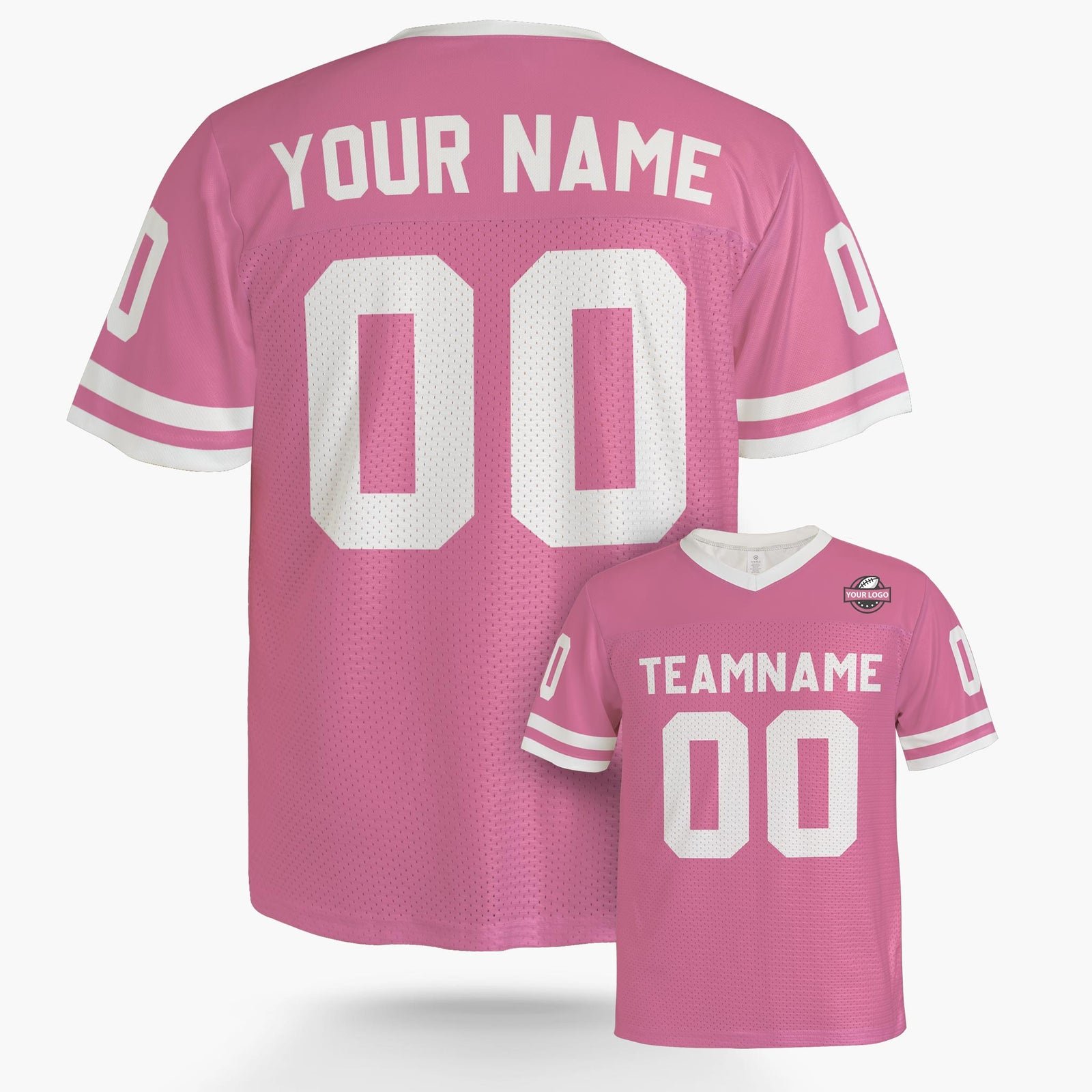 Custom Football Jersey Light Pink and White, back view
