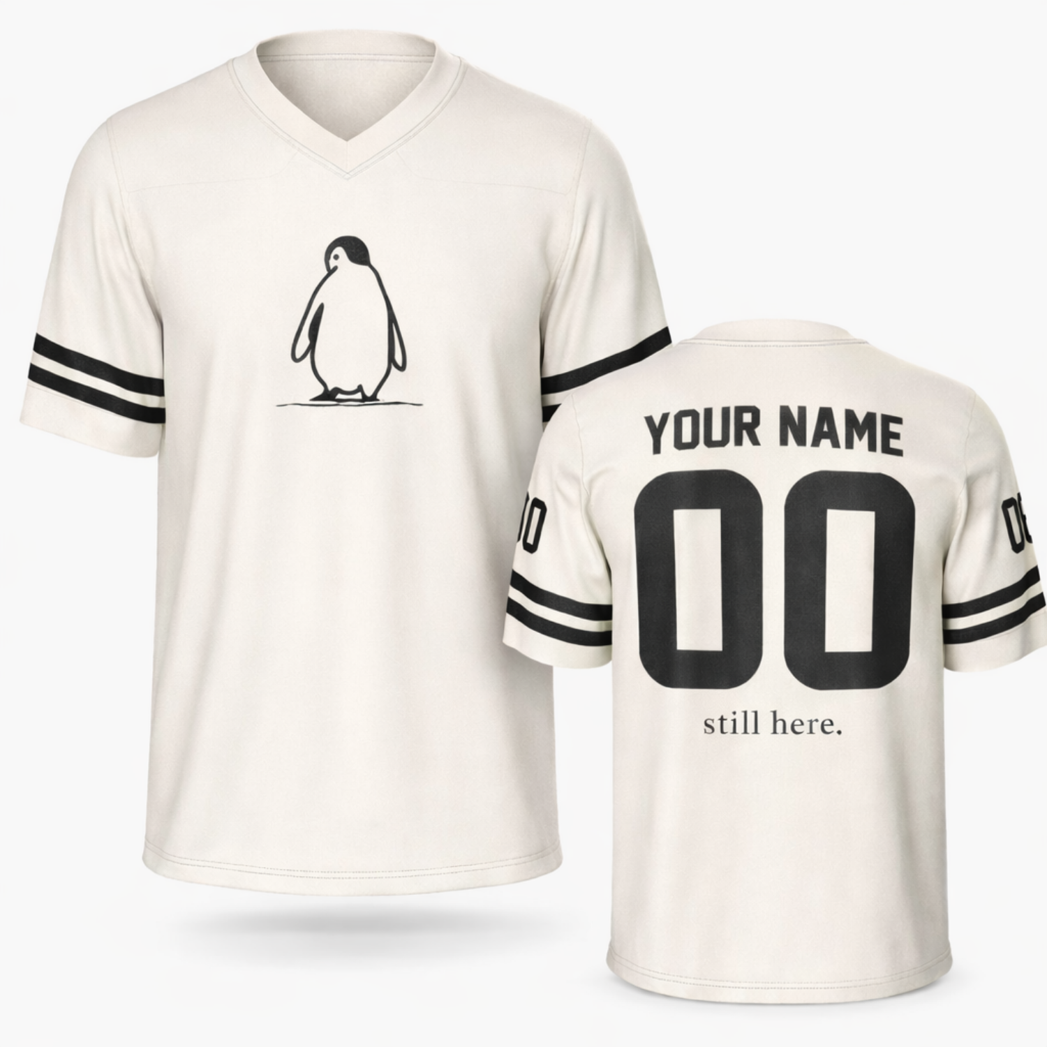 Custom Football Jersey Minimal Penguin Illustration, front view