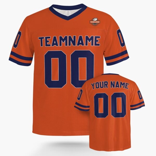 Custom Football Jersey Orange and Navy, front view