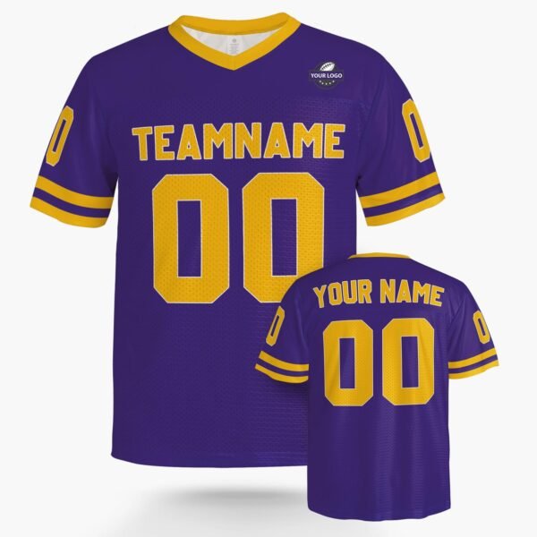 Custom Football Jersey Purple and Yellow, front view