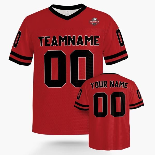 Custom Football Jersey Red and Black, front view