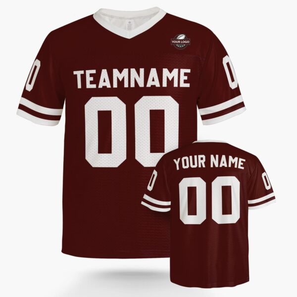 Custom Football Jersey Wine and White, front view
