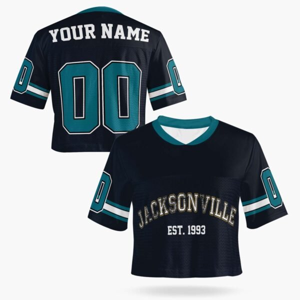 Custom Women's Crop Football Jersey Jacksonville Colors, front view