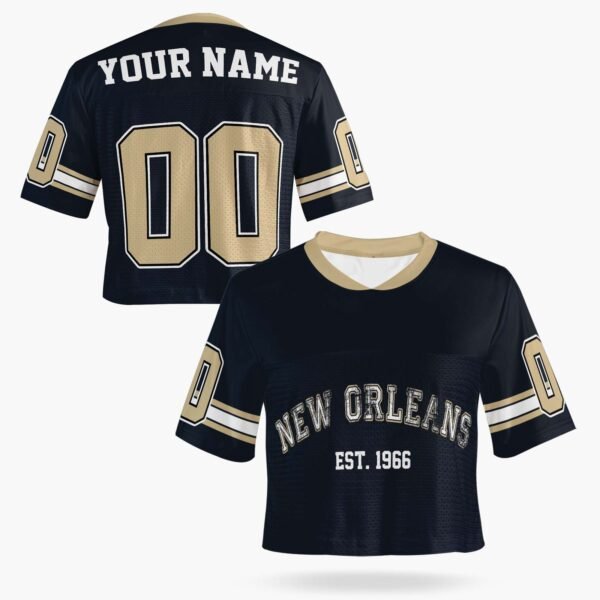 Custom Women's Crop Football Jersey New Orleans Colors, front view