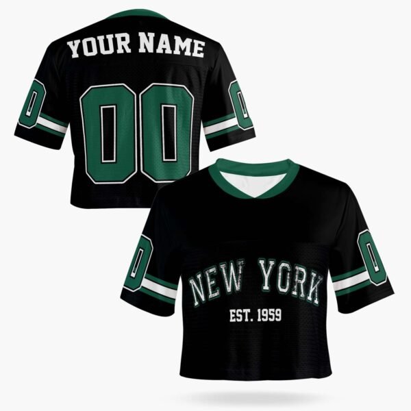 Custom Women's Crop Football Jersey New York J Colors, front view