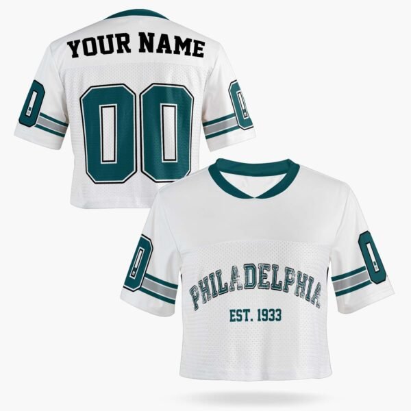 Custom Women's Crop Football Jersey Philadelphia Colors, front view