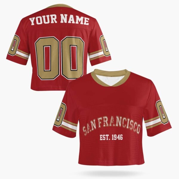 Custom Women's Crop Football Jersey San Francisco Colors, front view
