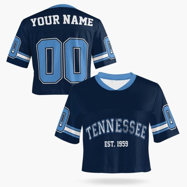 Custom Women's Crop Football Jersey Tennessee Colors, front view