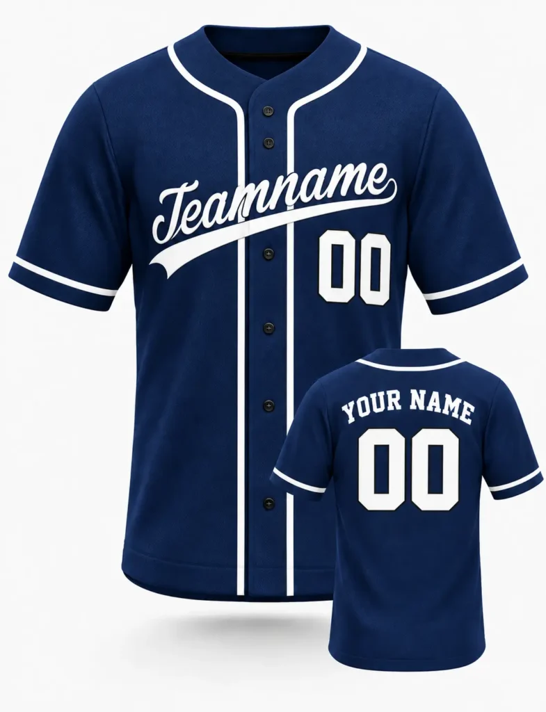 Navy Blue Custom Baseball Jersey with Name and Number
