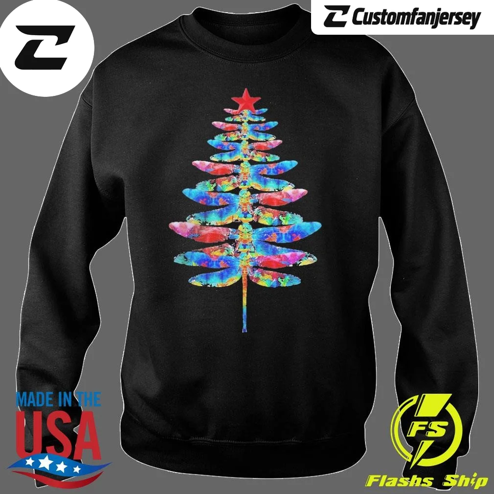 Dragonfly As Christmas Tree Sweatshirt - black Christmas sweatshirt