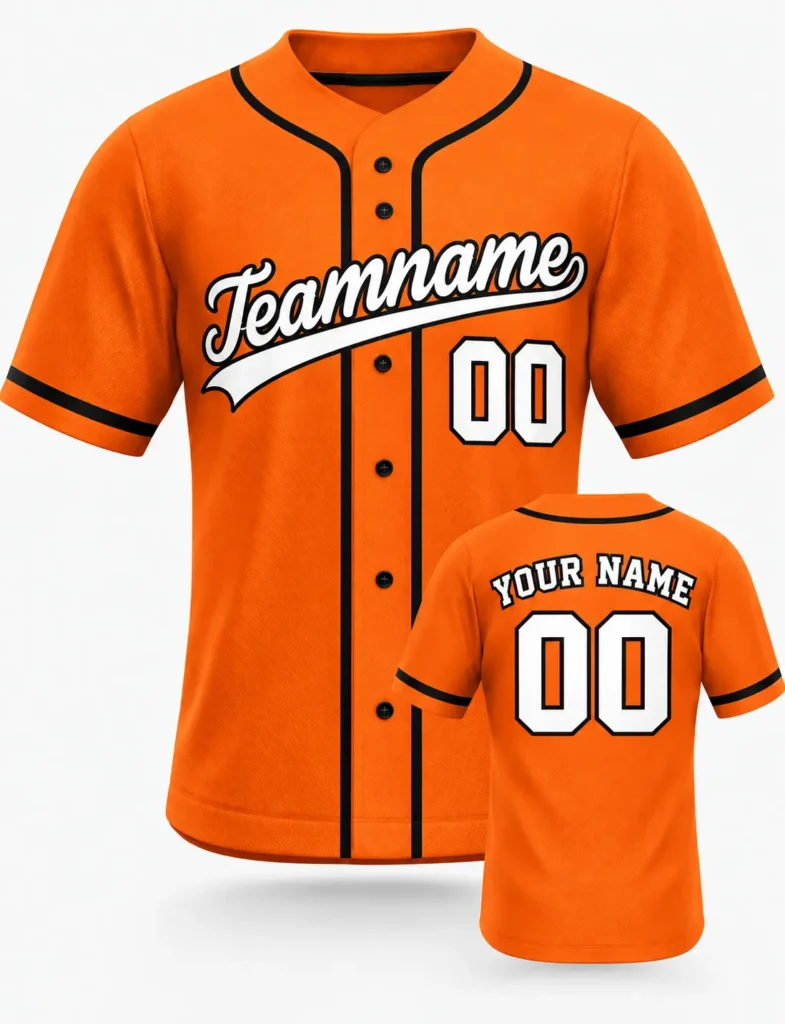 Orange Custom Baseball Jersey with Name and Number