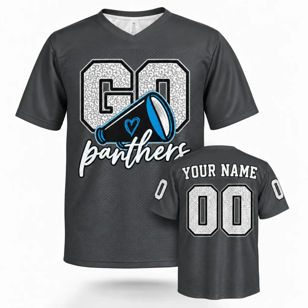 Go Carolina Cheer Custom Football Jersey with Name and Number