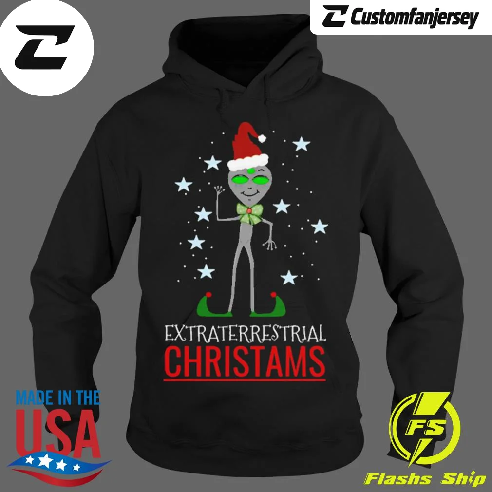 Extraterrestrial Christmas Funny Alien Hoodie - black Christmas hoodie