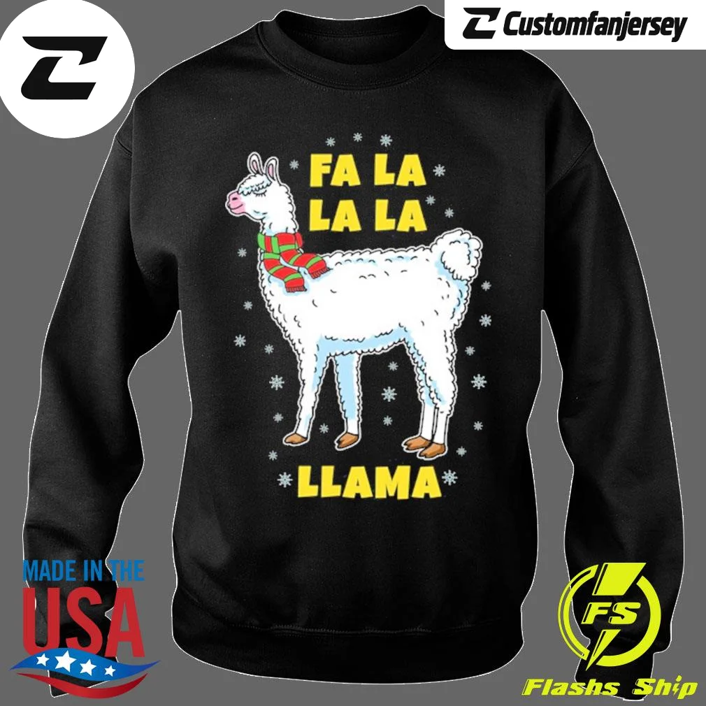 Fa La La Llama Lovers Christmas Sweatshirt - black Christmas sweatshirt