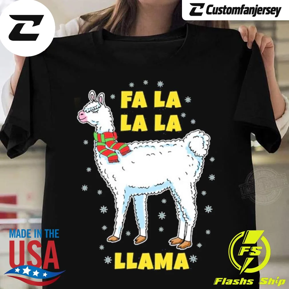 Fa La La Llama Lovers Christmas T-Shirt - black Christmas shirt