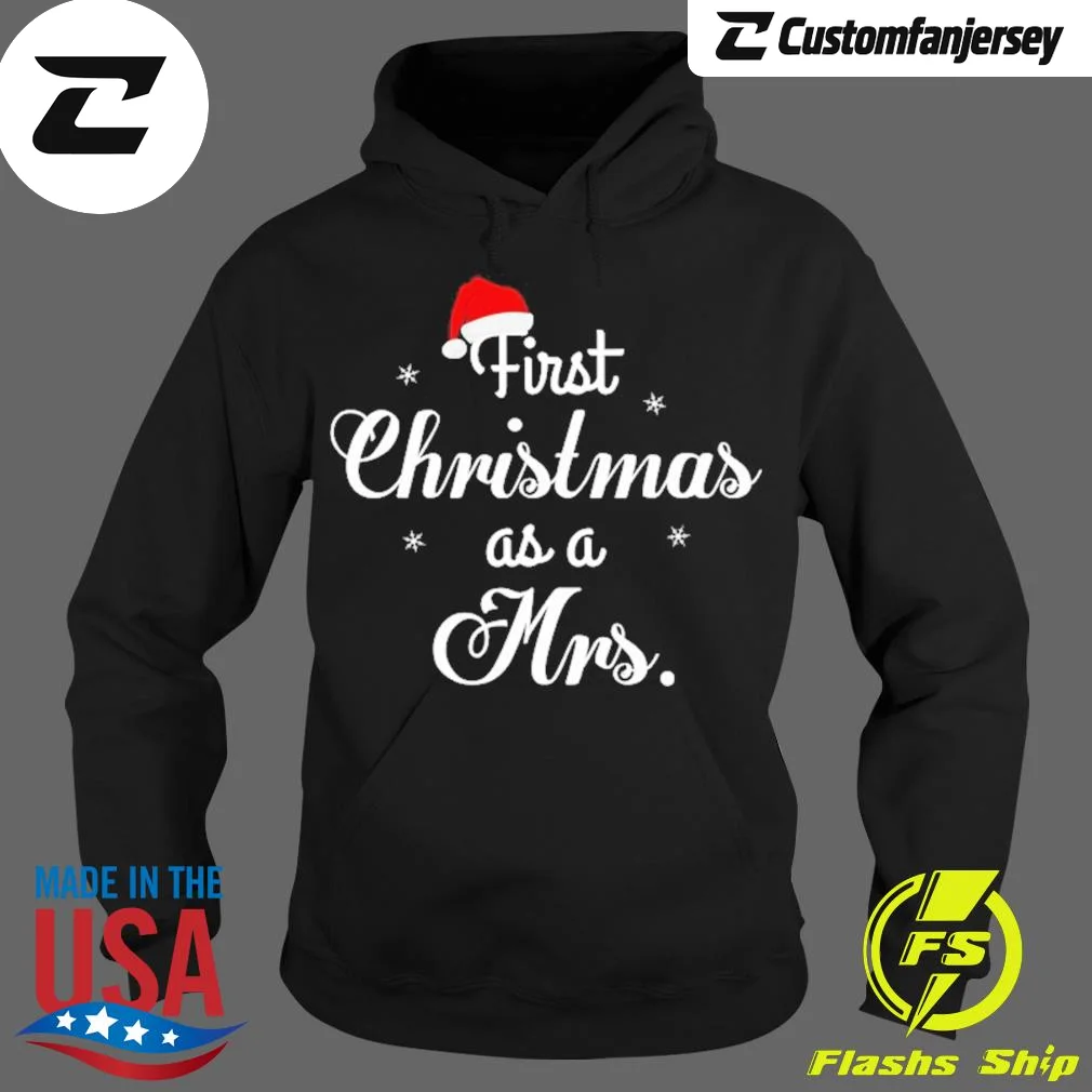 First Christmas As A Mrs. Hoodie - black Christmas hoodie