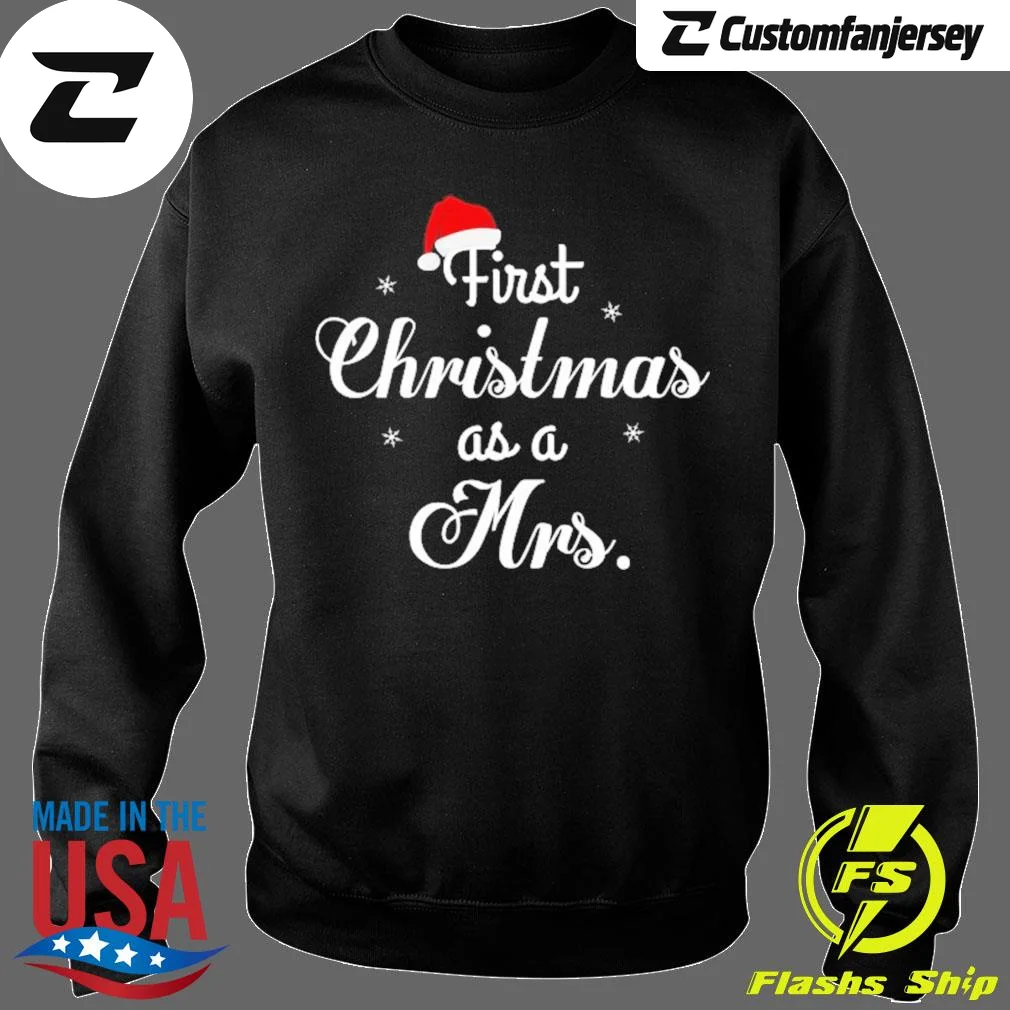 First Christmas As A Mrs. Sweatshirt - black Christmas sweatshirt