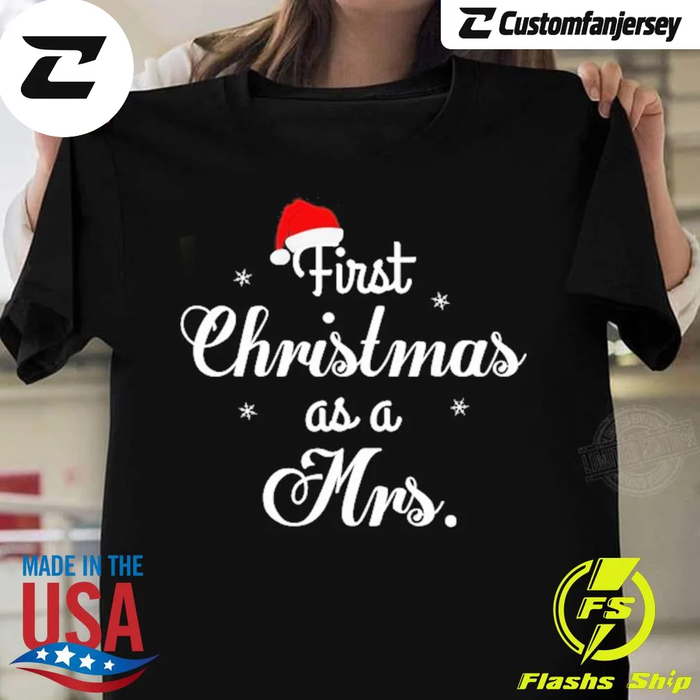 First Christmas As A Mrs. T-Shirt - black Christmas shirt
