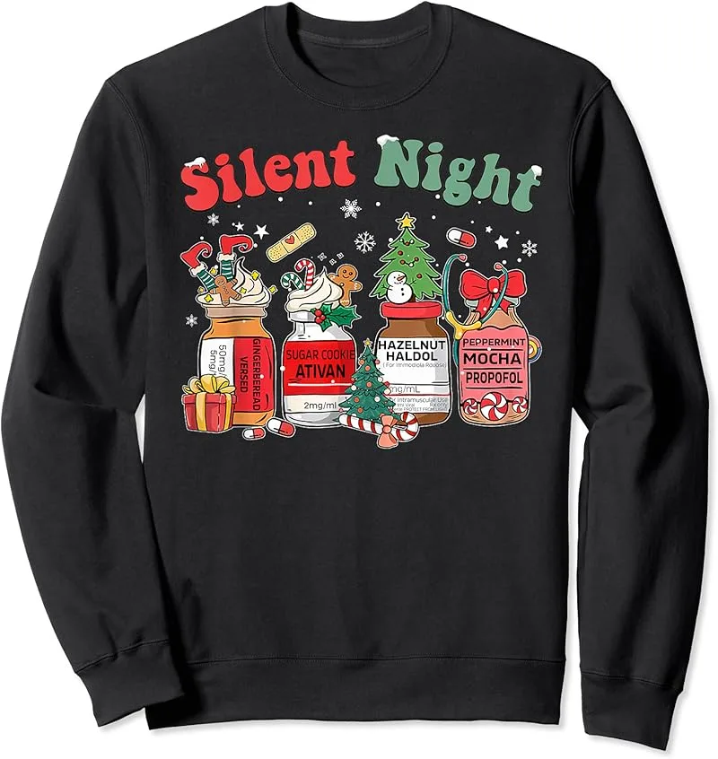 Funny Santa Propofol Silent Night ICU Nurses Merry Christmas T-Shirt - view 2