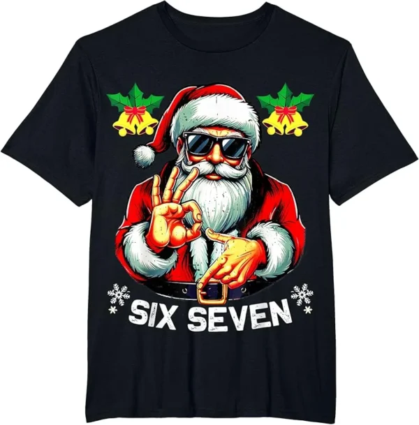 Funny Six Seven Meme Happy Christmas 2026 Cool Santa 6 7 T-Shirt