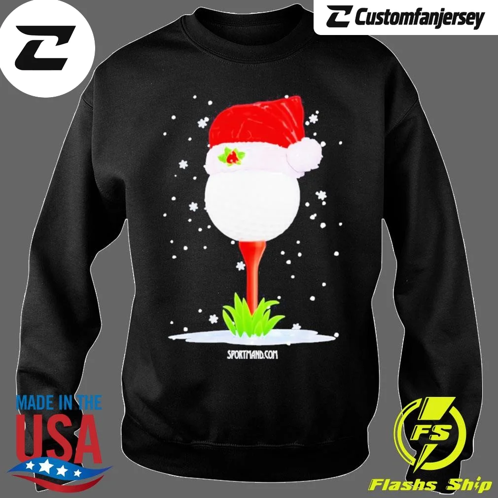 Golf Hat Santa Merry Christmas Sweatshirt - black Christmas sweatshirt