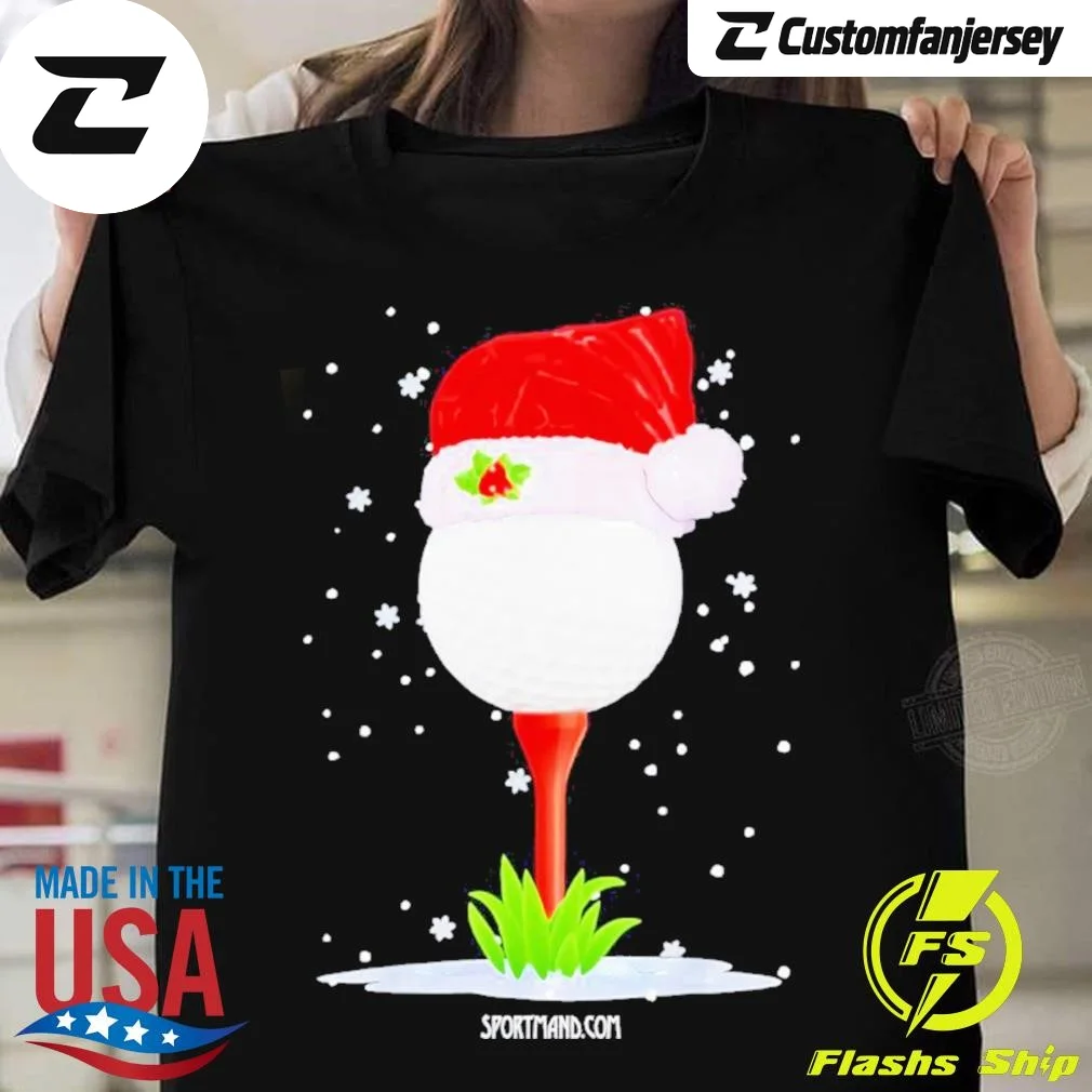 Golf Hat Santa Merry Christmas T-Shirt - black Christmas shirt