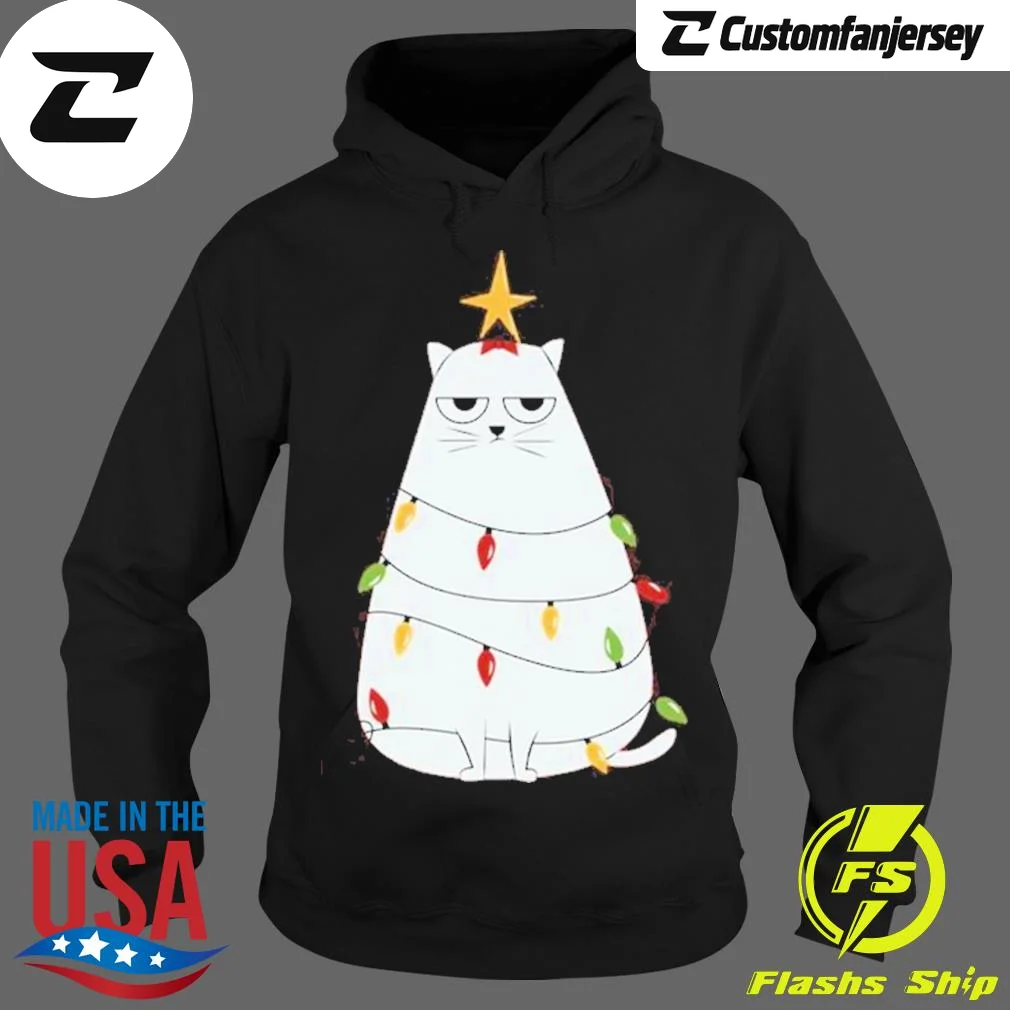 Grumpy Christmas Cat Hoodie - black Christmas hoodie