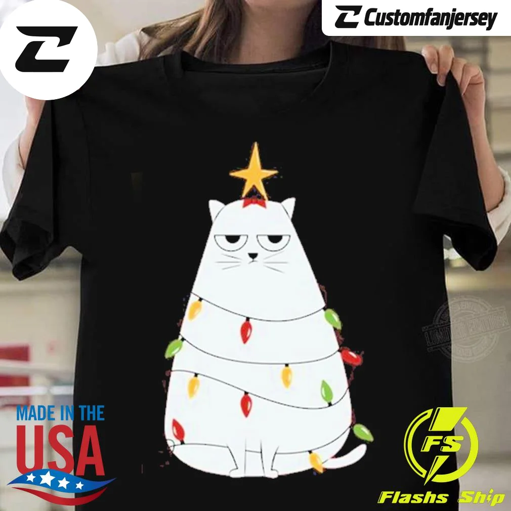 Grumpy Christmas Cat T-Shirt - black Christmas shirt