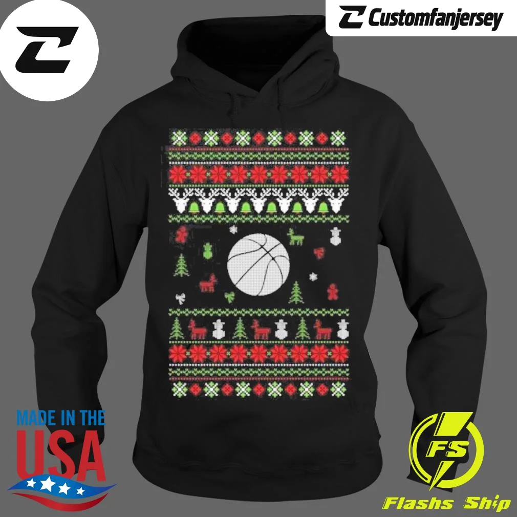 Happy Merry Christmas Basketball Hoodie - black Christmas hoodie