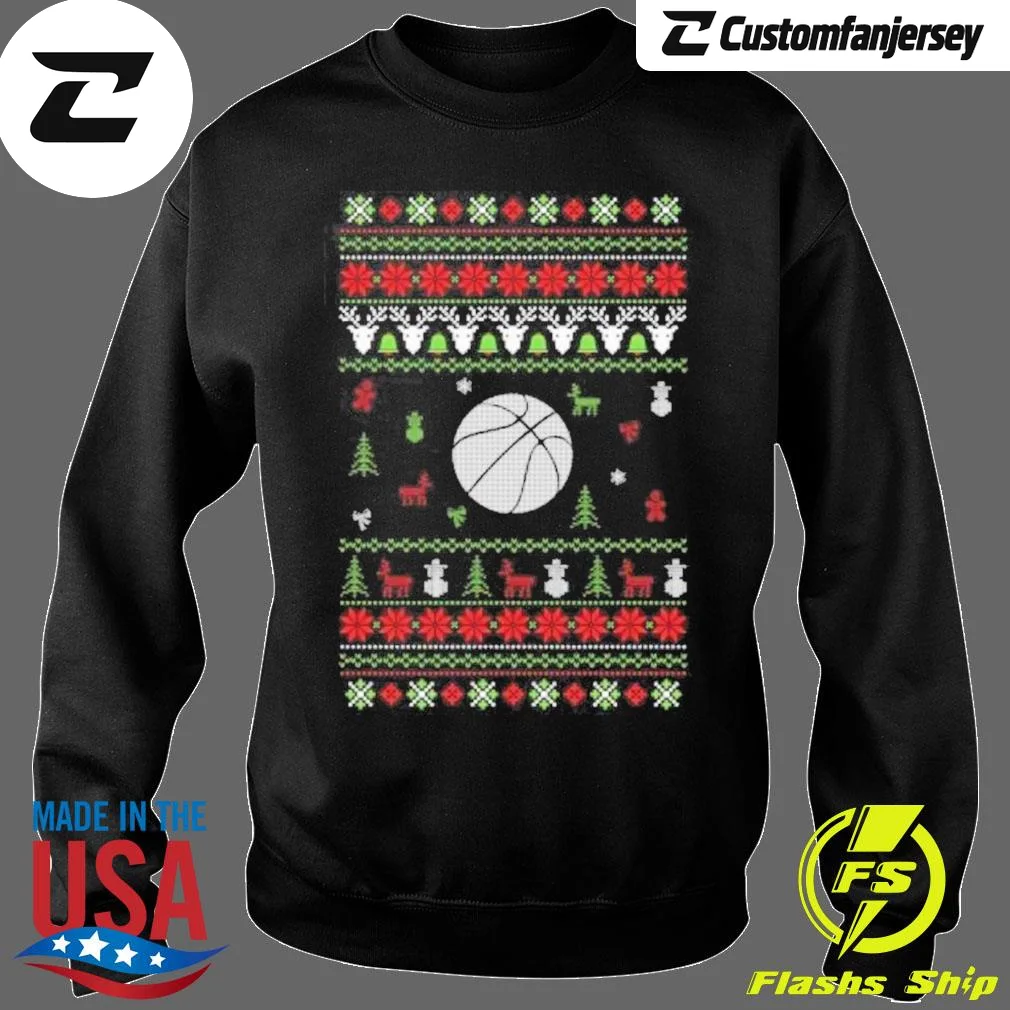 Happy Merry Christmas Basketball Sweatshirt - black Christmas sweatshirt