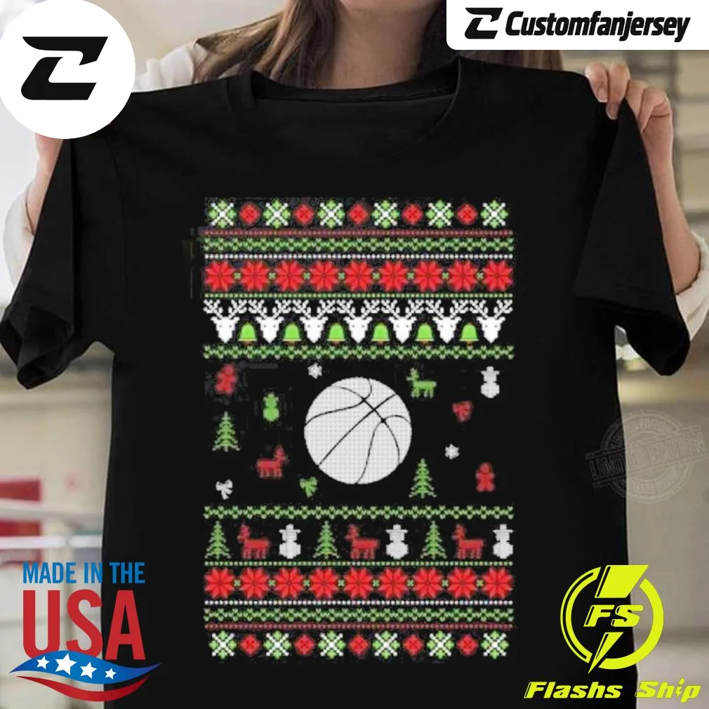 Happy Merry Christmas Basketball T-Shirt - black Christmas shirt