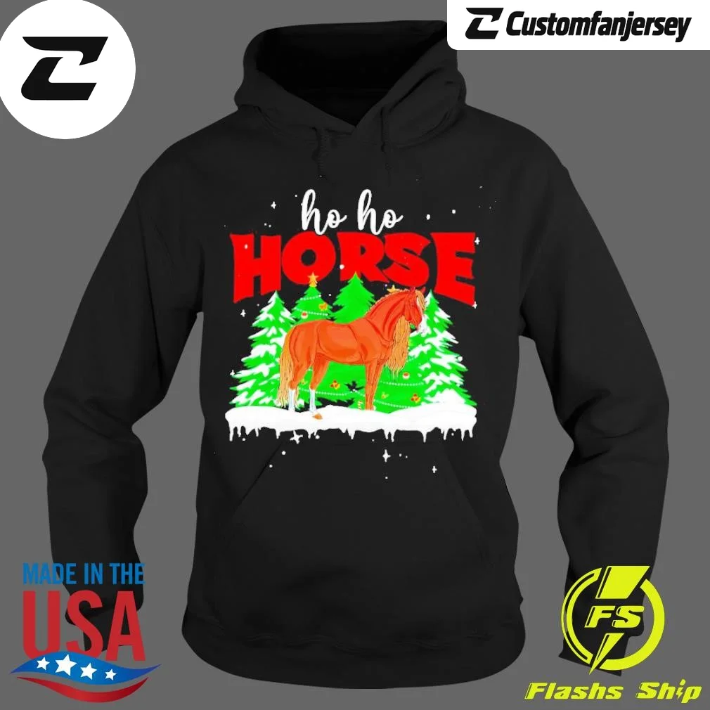 Horse Ho Ho Christmas Hoodie - black Christmas hoodie