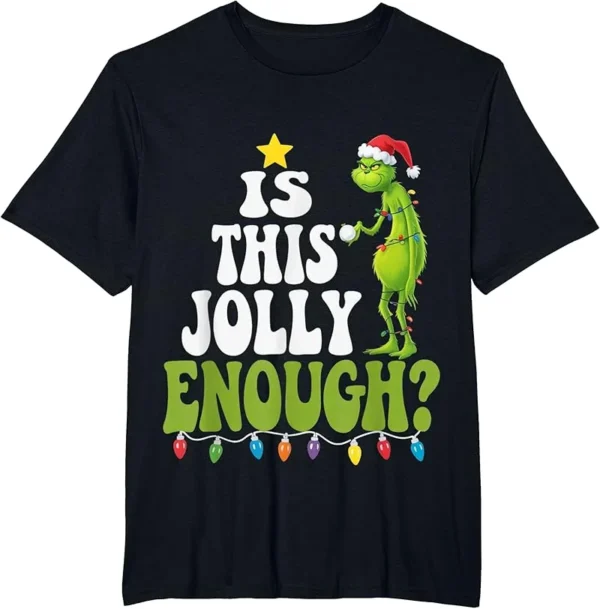 Is This Jolly Enough Green Merry Christmas Tree Lights Funny T-Shirt