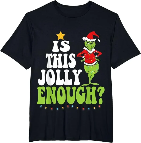 Is This Jolly Enough Merry Christmas Tree Lights Funny T-Shirt