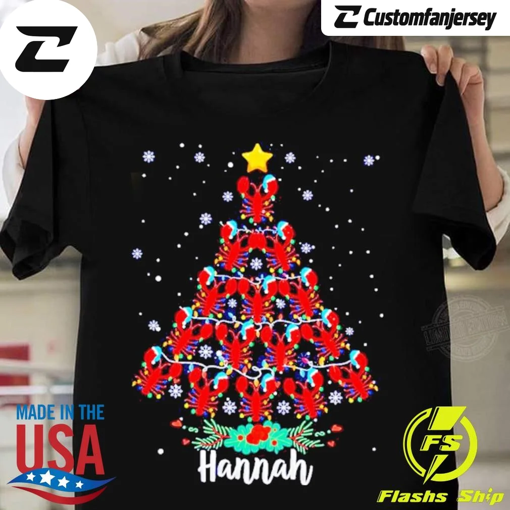 Lobster Christmas Tree Custom T-Shirt - black Christmas shirt