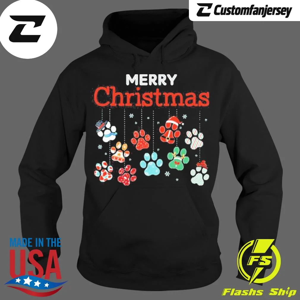 Merry Christmas Paws Hoodie - black Christmas hoodie