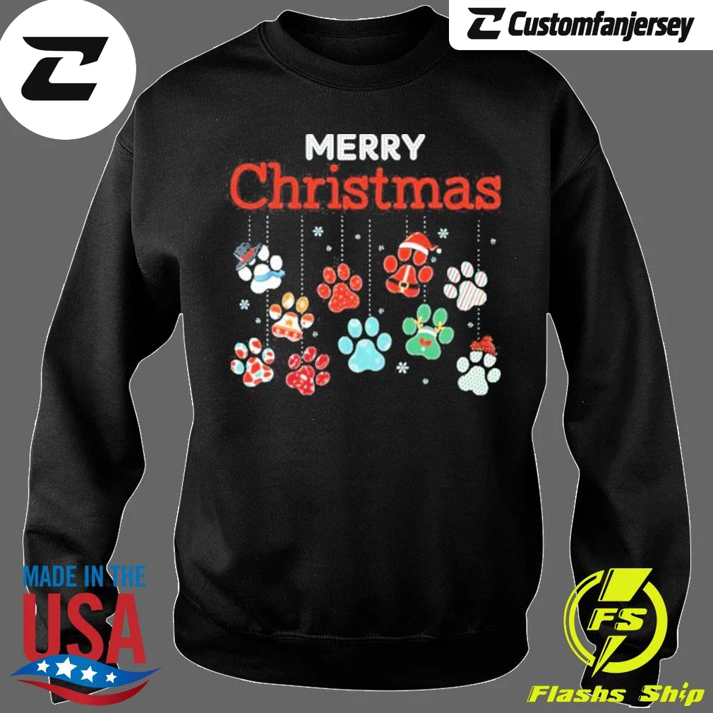 Merry Christmas Paws Sweatshirt - black Christmas sweatshirt