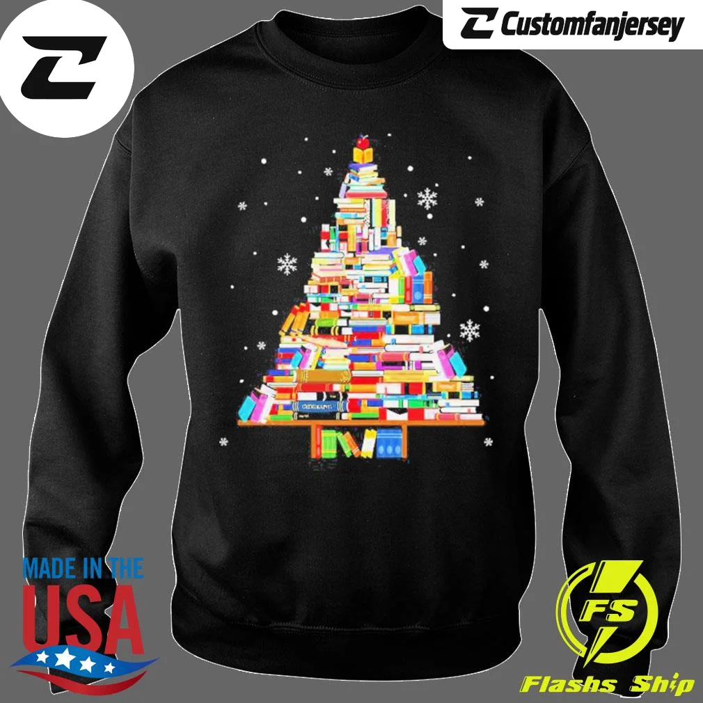Merry Christmas Tree Books Sweatshirt - black Christmas sweatshirt