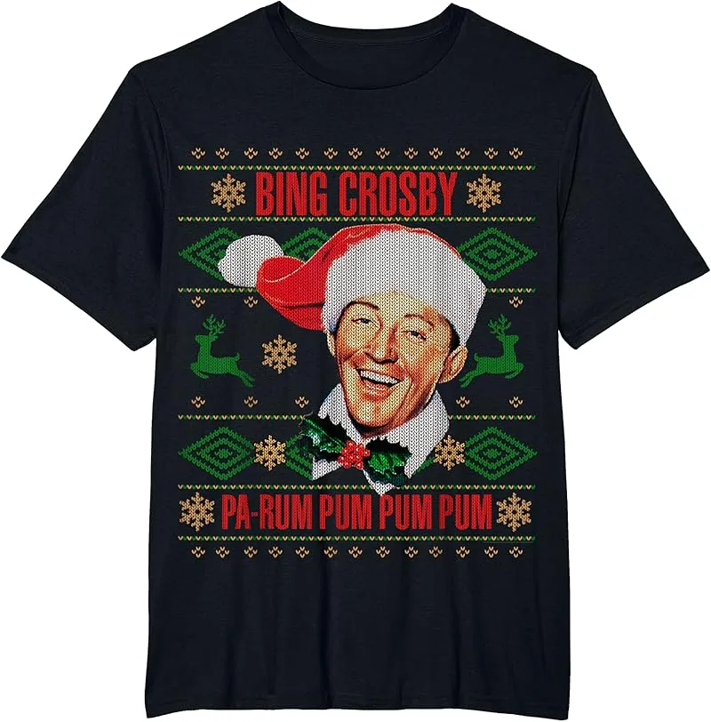 Official Bing Crosby Ugly Christmas Music T-Shirt
