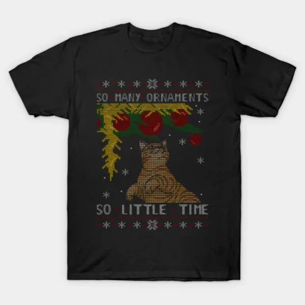 Orange Cat Ugly Christmas So Many Ornaments So Lit Sweater T-Shirt