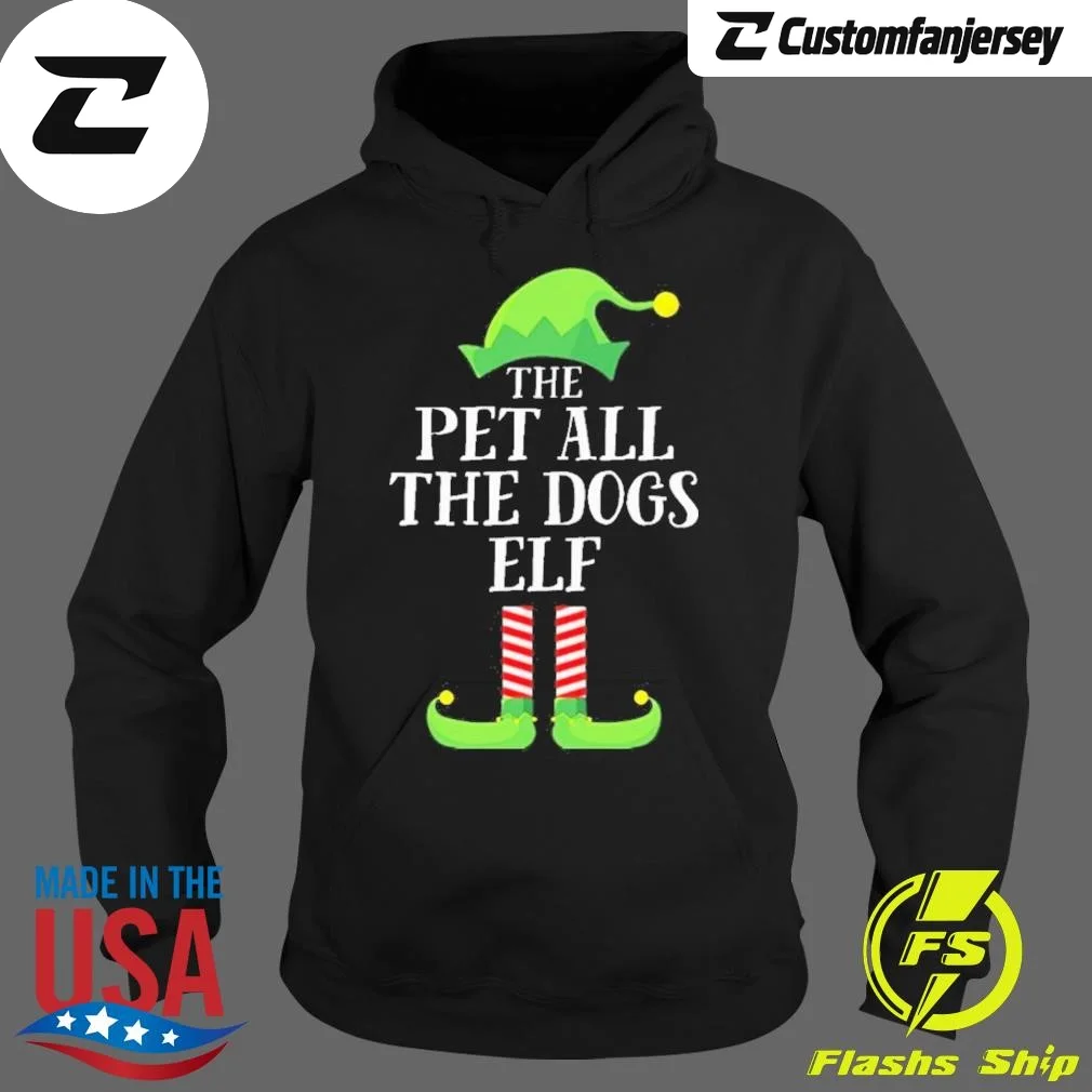 Pet All The Dogs Elf Matching Family Group Christmas Pajama 2024 Hoodie - black Christmas hoodie