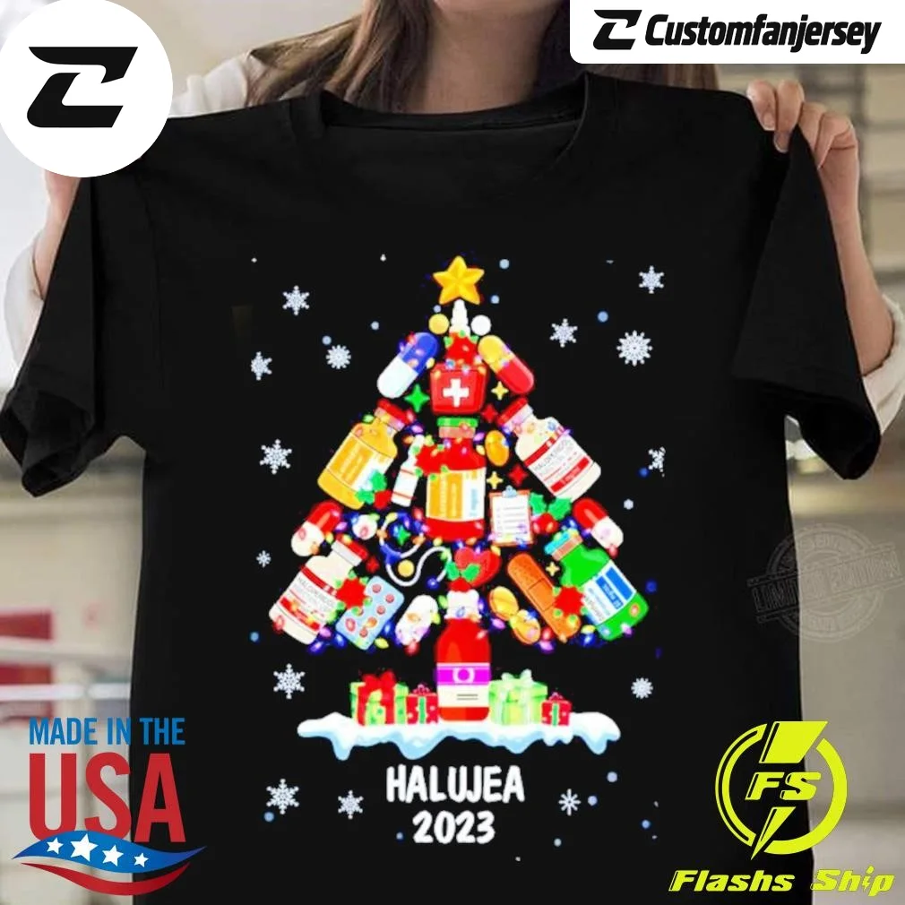 Pharmacy Christmas Tree Custom T-Shirt - black Christmas shirt