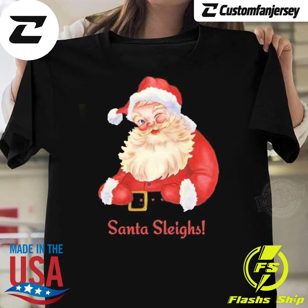 Santa Sleigh All Day Christmas 2024 Retro T-Shirt - black Christmas shirt